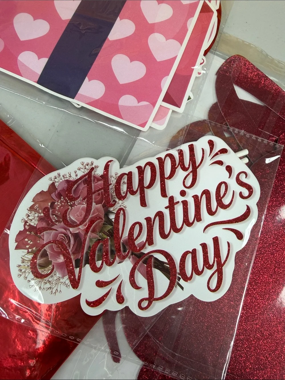 Valentine's Day Party Decoration Kit Pink & Red balloons, banner, paper mylars